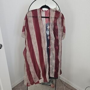 Patriotic Men's Red and White Striped Shirt